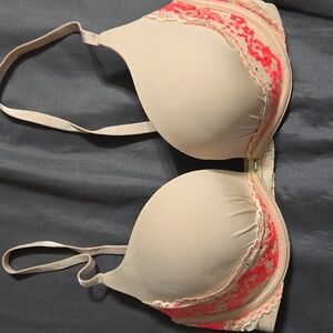 Victoria's Secret Peach and Coral Lace Bra